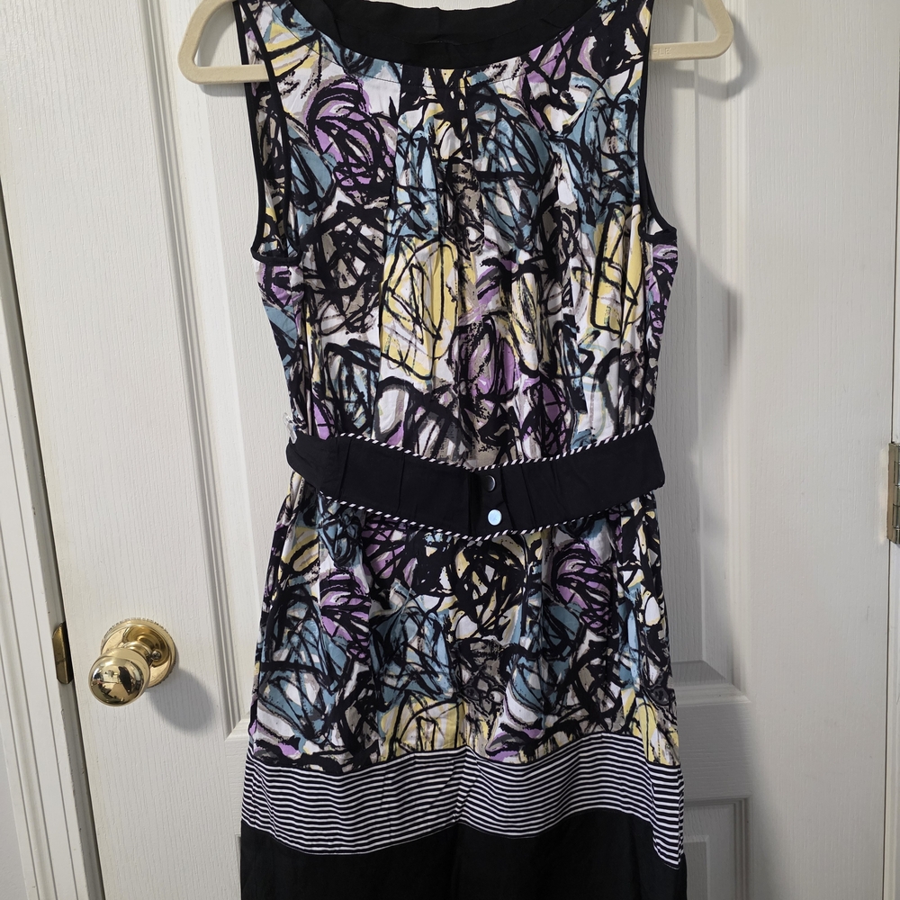 Abstract Print Sleeveless Dress